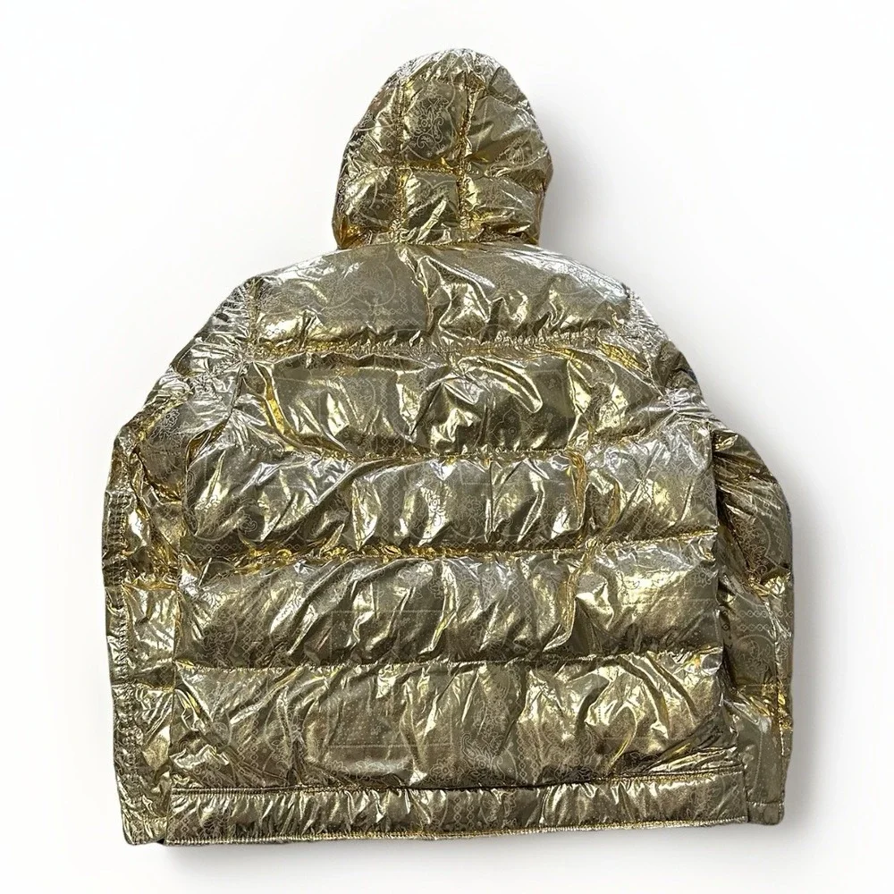 Levi's Puffer Jacket Men's L Gold Bandana Paisley Quilted Hooded  X2814 $225 - Picture 8 of 14
